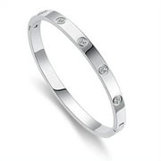 My Daily Styles Cubic Zirconia Bangle Bracelet in Stainless Steel, 7"