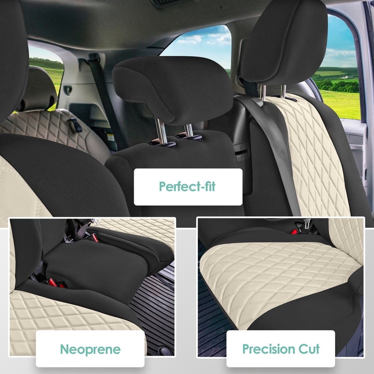 For Toyota Sienna 2011-2020 FH Group Neoprene Waterproof Custom Fit Car Seat Covers - Beige/Black 2nd Row
