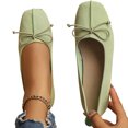 thumbnail image 4 of Abomasnow Womens Flock Bow Decor Square Toe Slip‑On Ballet Flat Shoes Casual Lightweight Going Out Shoes, 4 of 9