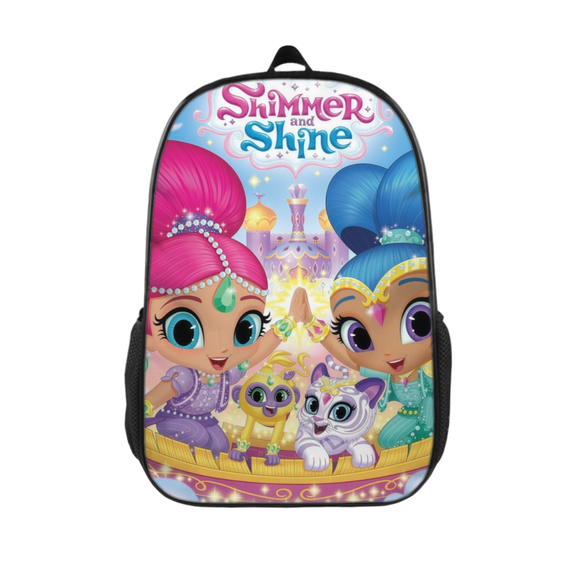 FSMYJJZY Polyester School Backpack, Shimmer and Shine Printed Backpack with Reinforced Bottom and Dual Side Pockets