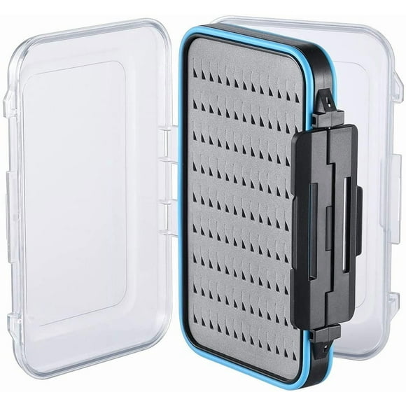Fly Boxes for Fly Fishing Jig Boxes Two-Sided Waterproof Lightweight Fly Fishing Box Easy Grip Transparent Lid Fly Fishing Lures Box, 5.9"x 3.8"x 1.77", Grey