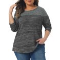 thumbnail image 2 of DARING DIVA Women's Plus Size Color Block Long Sleeve Crew Neck Knitted Blouse 4X Black, 2 of 6