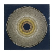36" x 36" Blue Geometric Handmade Circular String Art Shadow Box with Canvas Backing, by DecMode