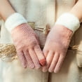 thumbnail image 4 of Dyfzdhu Women Fall Winter Casual Simple Solid Color Knitted Wool Edge Warm Gloves Pink, 4 of 4