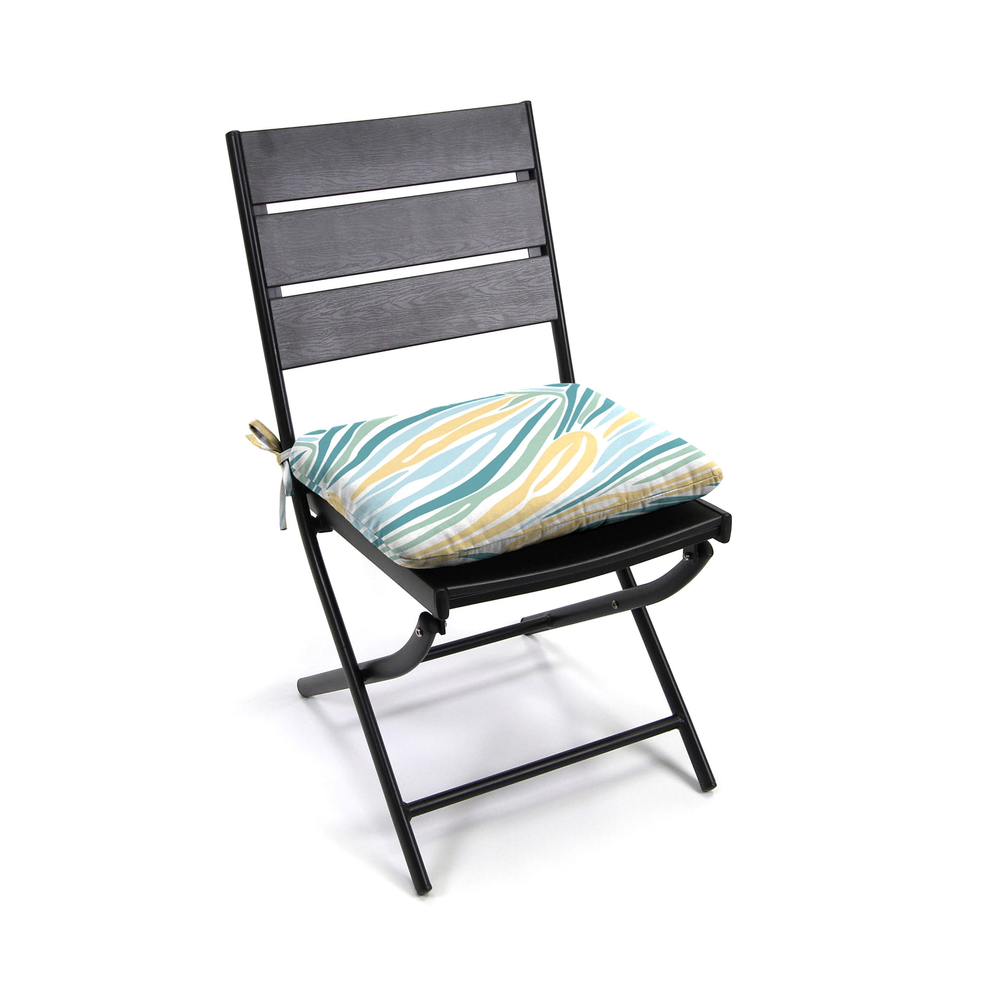 Jordan Manufacturing 16" x 16" Lilo Tapioca Multicolor Abstract Square Outdoor Chair Pad Seat Cushion with Ties (2 Pack)
