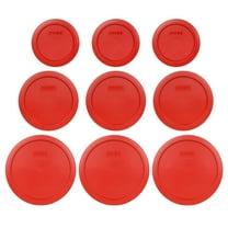Pyrex (3) 7200-PC 2-Cup, (3) 7201-PC 4-Cup, and (3) 7402-PC 6/7-Cup Poppy Red Lids