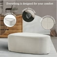 thumbnail image 3 of DREAMSIDEA Large Stuffed Pouf Ottoman, Linen Poufs Foot Stool with Foam Chunk Filling, 44 X 32 Floor Poufs Footrest for Living Room, Light Sand\Brown, 3 of 5