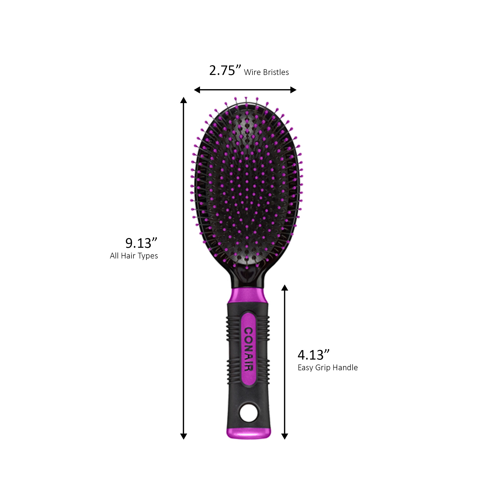 Conair Professional Wire Bristle Cushion Hairbrush with Rubber-Grip ...