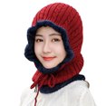 thumbnail image 2 of Winter Hats for Women, Warm Hooded Scarf Hat for Women Balaclava Knit Skull Cap Beanie Hat with Drawstring, 2 of 8