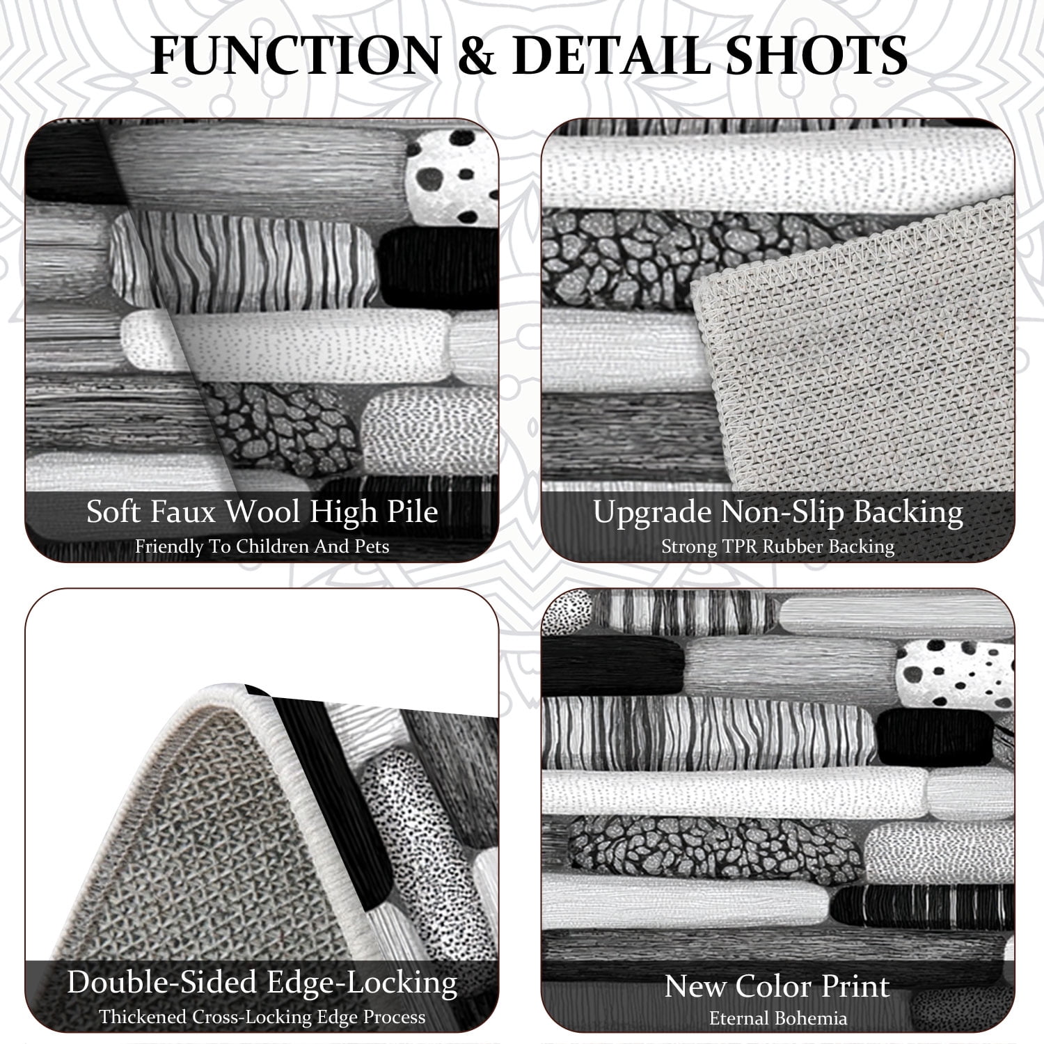 3 Piece Kitchen Rug Set, Non-Slip And Washable, Abstract Pattern Kitchen Hallway Rug, Soft And Comfortable, Suitable For Sinks, Floors, Entrances, Hallways and Bathrooms