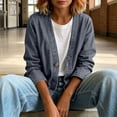 thumbnail image 4 of Textilo Women's Classic Button Front Denim Jacket V-Neck Long-Sleeved Denim Jacket Figure-Flattering Lightweight Breathable Jacket,Black XL, 4 of 8