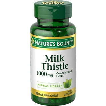 Nature's Bounty Milk Thistle Rapid Release Softgels, 1000 mg, Herbal Supplement, 50 Count