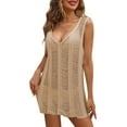 thumbnail image 3 of Women's Deep V Neck Lace Knitted Beach Cover Up Dress For Swimsuits Sexy Hollow Out Bikini Outerwear Swimwear Sarong Cover up Fishnet Cover up Hot Swimsuit Cover Ups for Women plus Size Women Swimsuit, 3 of 3