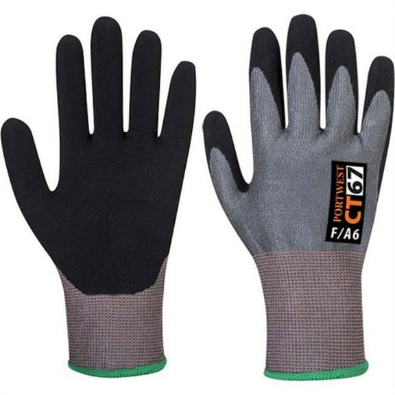 Portwest CT67 Cut Resistant D18 Nitrile Work Glove Gray/Black, X-Small