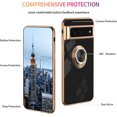 thumbnail image 5 of Compatible with Google Pixel 7 Pro Case Ring Holder Magnet Green, Google Pixel 7 Pro Phone Case Silicone Shockproof Plate Luxury Slim Cover (Black), 5 of 14