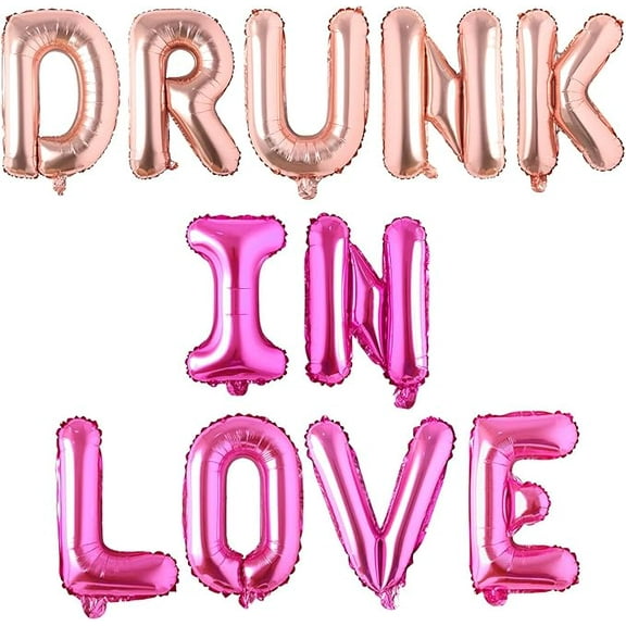 Drunk in Love Balloon Banner Rose Gold Hot Pink Bachelorette Themed Party Decorations for Engagement Wedding Bridal Shower Bachelorette Party Hen Party Decor Supplies