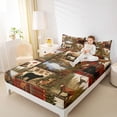 thumbnail image 4 of jejeloiu Wildlife Bear Deer Queen Sheet Sets,Rustic Lake House Flat Sheet,Autumn Fall Maples Queen Fitted Sheet For Boys,Super Cozy Room Decor,4pcs, 4 of 7
