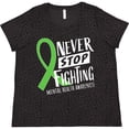 thumbnail image 3 of Inktastic Never Stop Fighting Mental Health Awareness Green Ribbon Women's Plus Size T-Shirt, 3 of 5