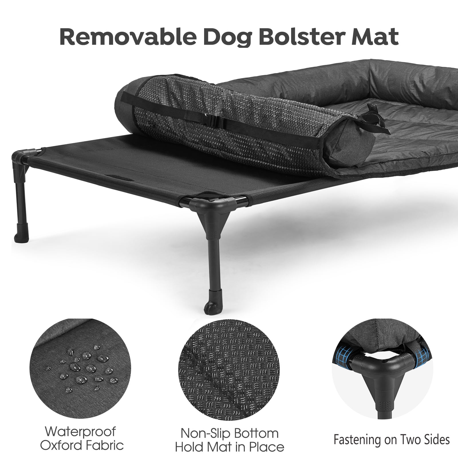 Veehoo Cooling Elevated Dog Bed + Waterproof Removable Pillow-Top Mat, Dog Sofa Bed, Large, Black