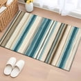 thumbnail image 2 of Turquoise Beige Large Area Rugs for Bedroom Living Room, Soft Non Slip Carpet Bedside Rug, Boho Vertical Stripes Bohemian Retro Rectangular Floor Cover Kitchen Accent Rug 2'x3' for Dining Room/Office, 2 of 9