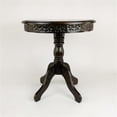 thumbnail image 3 of Floral carved table 23.5Wx23.5Dx26"H brown wooden three-legged table, 3 of 5