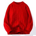 thumbnail image 2 of HAiming Men's Sweater Solid Color Long Sleeve Crewneck Knitted Jumper Tops Plus Size Casual Loose Pullover Sweaters, 2 of 5