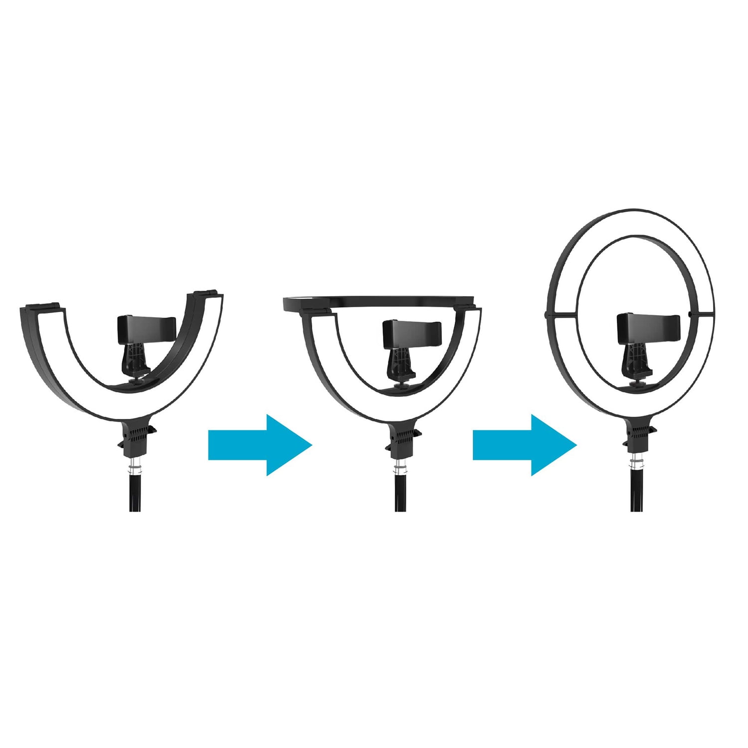 Bower 18-In. Foldable Ultra-Slim Ring Light with Stand, Phone Mount, and Remote