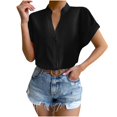 thumbnail image 1 of Hauts Unis pour Femmes, T-Shirts à Col en V avec Boutons, 1 of 11