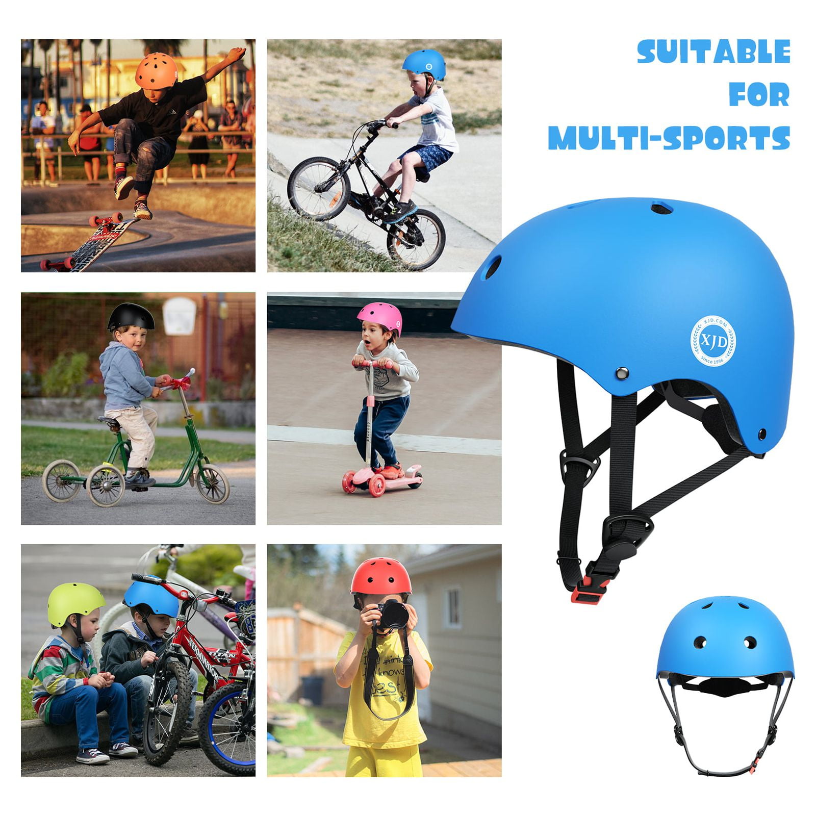 XJD Kids Bike Helmet Toddler Helmet for Kids,Multi-Sport Protective Gear Set for 3-5-8 Years Boys Girls Child Cycling Helmet with Knee Pads Elbow Pads Wrist Guards