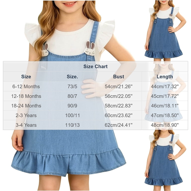ladies denim dress size 18 Babcutegg Girls With Ruffled Hem And Classic Collar Breathable Cotton Blend Casual Summer Outfit Light Blue LowStock:43701979807795