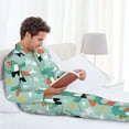 thumbnail image 4 of Mens Pajamas Set, cute crocodile pattern Button Down Long Sleeve Loungewear Sleepwear Pjs sets for Men, 4 of 5