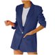thumbnail image 2 of Blazer para mujer, chaqueta lisa con cuello vuelto, abrigo de manga larga, abrigo para mujer, 2 of 9