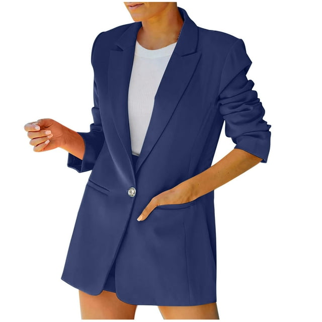 Lolmot Femmes Dames Veste Unie à Col Rabattu Manteau à Manches Longues Manteau Vêtement d'Extérieur Blazer