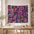 thumbnail image 4 of Blue Paisley Flowers Across a Dark Pattern, Dreamy Boho Style for Boho Decor Lovers, Paisley Wall Art, New Home Gift, Tapestry Wall Hanging for Bedroom and Dorm, 4 of 6