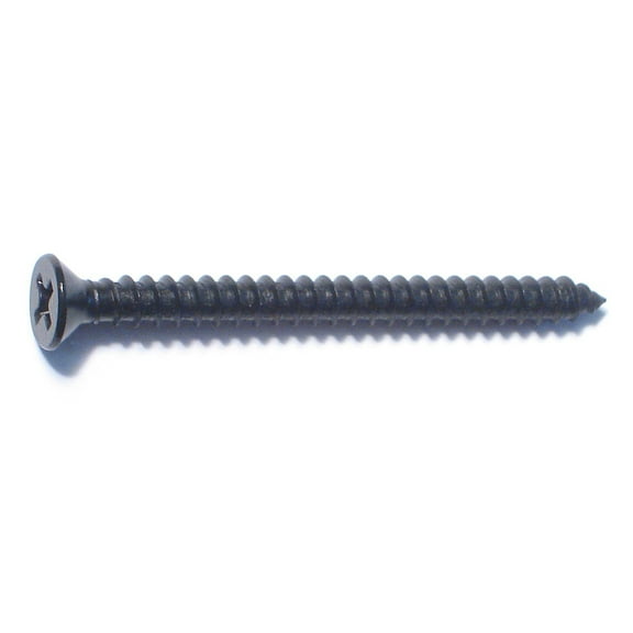 #8 x 2" Black Steel Phillips Flat Head Sheet Metal Screws (8 pcs.)