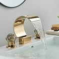 thumbnail image 2 of Gold Widespread Waterfall Bathroom Sink Faucet 2 Handle 3Hole Basin Mixer Tap, 2 of 22