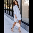 thumbnail image 4 of Vestidos Casuales Holgados de Larga con Rayas Lisas y Botones para Mujer Azul S, 4 of 10