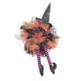 thumbnail image 3 of Halloween Wreaths for Front Door, Halloween Witch Legs Wreath Black Wreath with Hat Pumpkin for Indoor Outdoor, 3 of 6