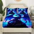 YST Blue Western Dragon Bedding Sheets Twin,Moon Dragon Kids Sheet Set