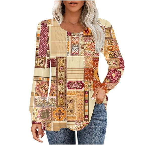 SHE IS My Orders past Orders Long Sleeve Shirts for Women Cotton Plus Size Tops for Women Trendy Fall 3/4 Sleeves Lace Blouses for Women Dressy Womens Tunics Casual Fall and Winter Length