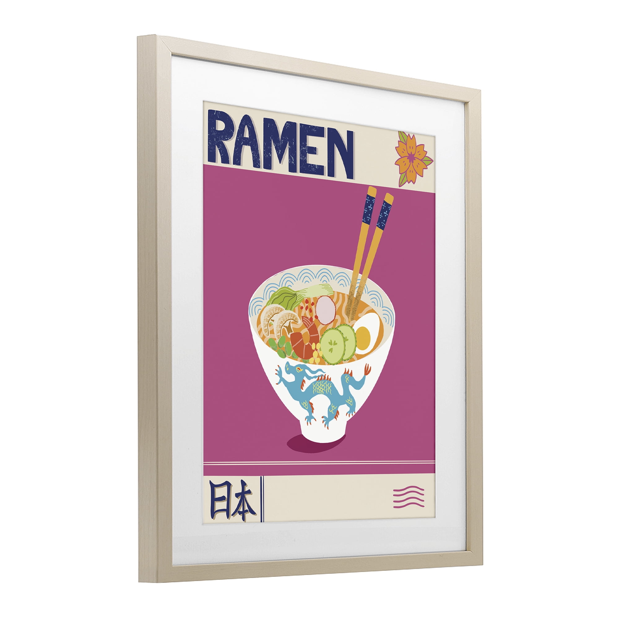 Stupell Industries Enchanted Japanese Ramen Birch Framed Print Under Glass, design by Jo Reid