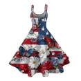 thumbnail image 4 of HAJWOH Women 4th of July Dresses 50s 60s Vintage Sleeveless Star and Stripe Print Cocktail Swing Dress Retro Patchwork Midi Evening Dress Red S, 4 of 4