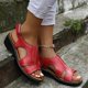 thumbnail image 1 of MKLEKYY Sandalias de Verano para Mujer, Sandalias de Mujer Con Costuras, Tacón Bajo Ahuecado, Sandalias Informales de Punta Abierta de Talla Grande para Mujer, 1 of 4