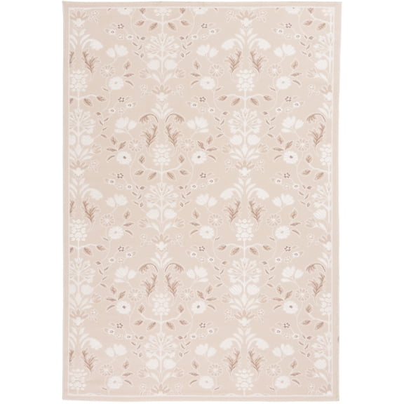 Mainstays Neutral Sculpted Floral Indoor Area Rug, 5'x7'