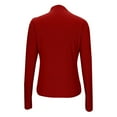 thumbnail image 3 of Womens Lettuce Trim Mock Neck Long Sleeve Tops Dressy Casual Slim Fit Ribbed Knit Shirts Fashion Fall Layer Outfits, 3 of 6