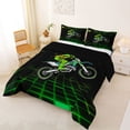 thumbnail image 2 of Manfei Motocross Sport Queen Comforter Set, Neon Cube Comforter Sets Queen, Green, Reversible 3pcs, 1 Comforter and 2 Pillowcases, 2 of 6