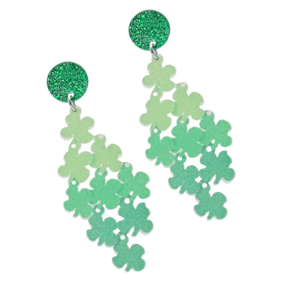 UNOMOR 1 Pair Shamrock Dangle Earrings For Women Fashion Accessory Acrylic Green St Patricks Day Celebrations