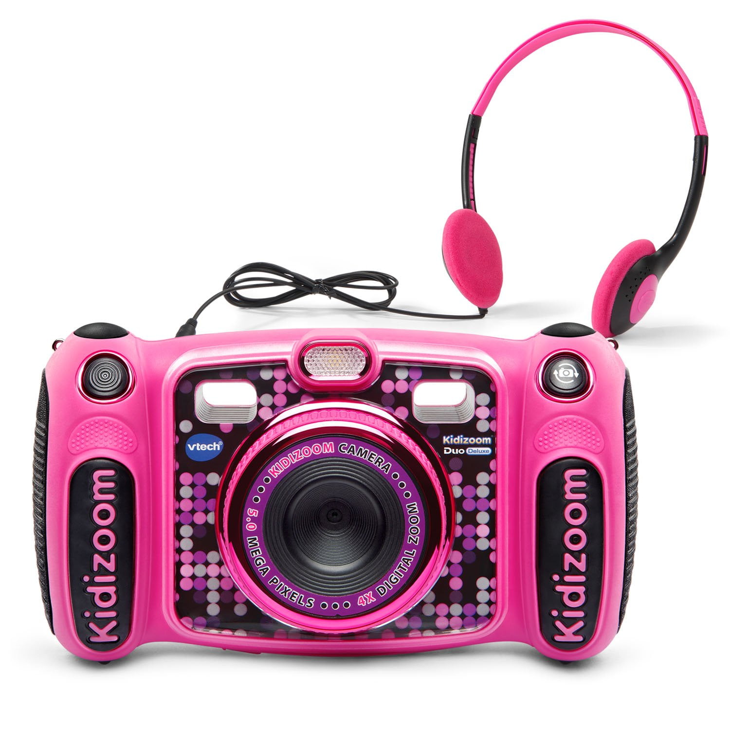 VTech Kidizoom Duo 5.0 Deluxe Digital Selfie Camera with MP3 Player and Headphones Pink Walmart