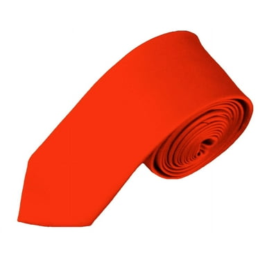 Solid Coral Red Skinny Men's Necktie