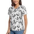 thumbnail image 2 of Zufioo Retro Rooster Print Women's Classic V-neck T-shirt, V-neck Short-sleeved Tops Home Wear, Suitable for Daily Life, Work, Outdoors-XX-Large, 2 of 8
